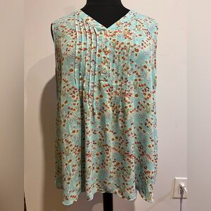 Rose + Olive sleeveless blouse 2x